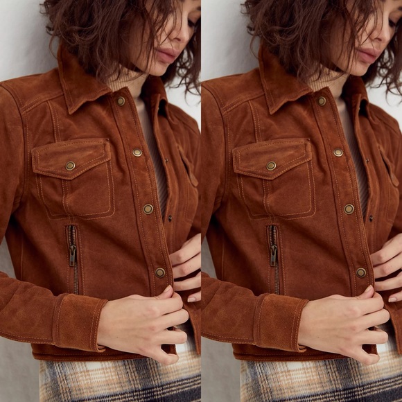 Free People Follow Me Suede Shirt Jacket - Picture 2 of 3